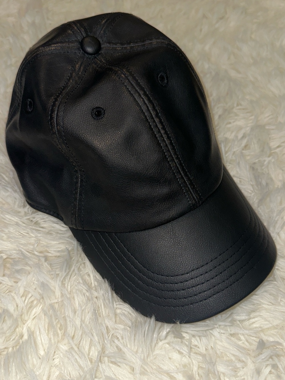 GAP Black Brown Faux Leather Baseball Cap Hat